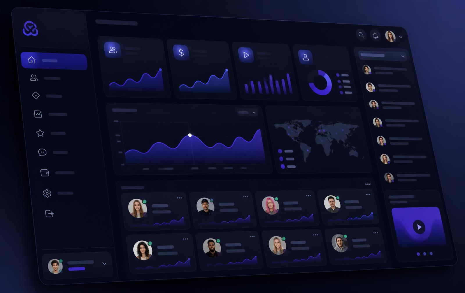 ECelebs Nation platform dashboard showing creator analytics and member cards